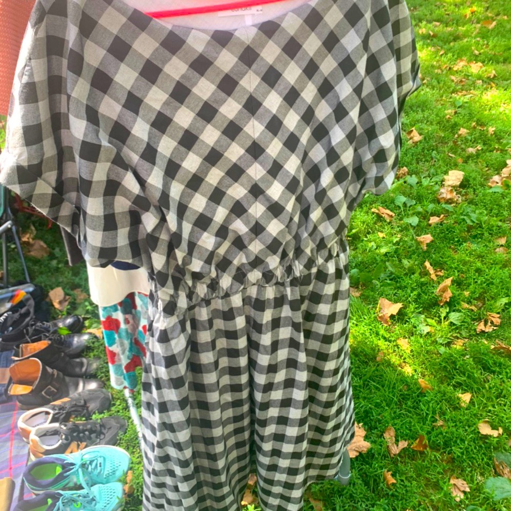 EShakti Dolman sleeve super cute black and grey check, size 1x/16.